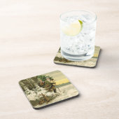 Santa Christmas Victoriaans vakantie Bier Onderzetter (Rechterzijde)