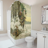 Santa Christmas Victoriaans vakantie Douchegordijn (In situ)