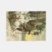  Santa Christmas Victoriaans vakantie Fleece Deken (Voorkant (Horizontaal))