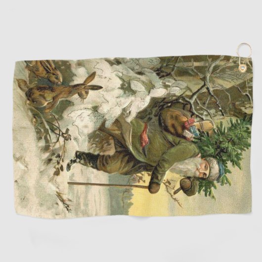  Santa Christmas Victoriaans vakantie Golfhanddoek (Horizontaal)