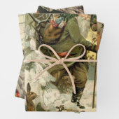  Santa Christmas Victoriaans vakantie Inpakpapier Vel (In situ)