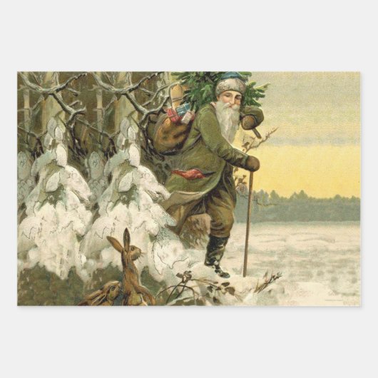  Santa Christmas Victoriaans vakantie Inpakpapier Vel (Voorkant)