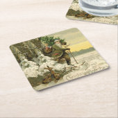  Santa Christmas Victoriaans vakantie Kartonnen Onderzetters (Schuin)