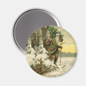 Santa Christmas Victoriaans vakantie Magneet (Voorkant / Achterkant)