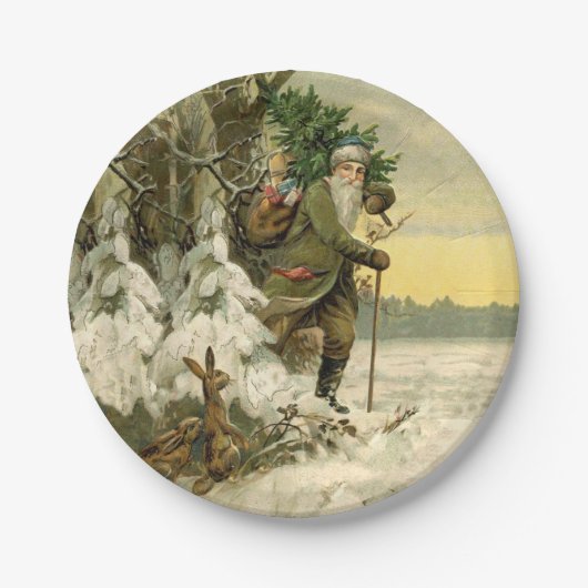 Santa Christmas Victoriaans vakantie Papieren Bordje (Voorkant)