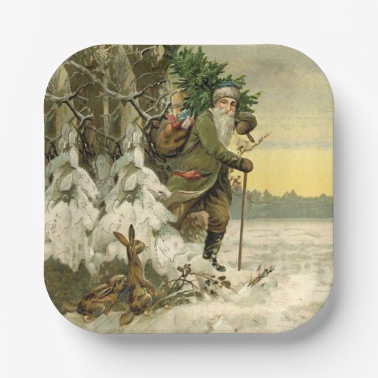  Santa Christmas Victoriaans vakantie Papieren Bordje (Voorkant)