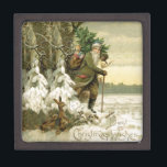 Santa Christmas Victoriaans vakantie Premium Cadeau Doosje<br><div class="desc">Het is Kerstmis! Voor een zeer ouderwetse vakantie is dit vintage beeld van een Victoriaans briefkaart,  dat de kerstman toont met zijn gloednieuwe kerstboom.</div>