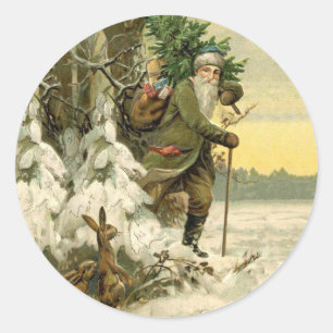  Santa Christmas Victoriaans vakantie Ronde Sticker