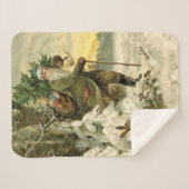 Santa Christmas Victoriaans vakantie Sherpa Deken (Voorkant (horizontaal))