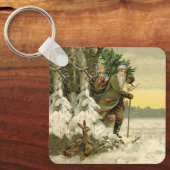  Santa Christmas Victoriaans vakantie Sleutelhanger (Voorkant)