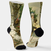  Santa Christmas Victoriaans vakantie Sokken (Gebogen)