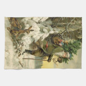  Santa Christmas Victoriaans vakantie Theedoek (Horizontaal)