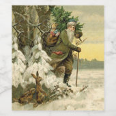  Santa Christmas Victoriaans vakantie Wijn Etiket (Enkel label)