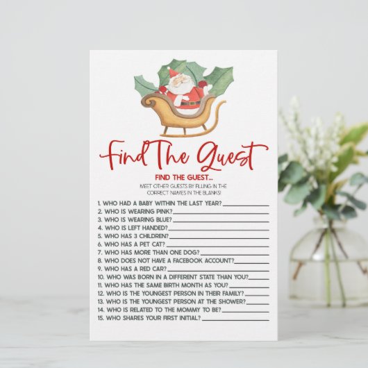 Santa Christmas Vind het gast Baby shower spel Briefpapier (Staand voorkant)