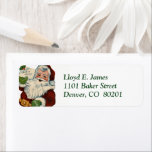 Santa Christmas Wishes Retro Retro Adres Label<br><div class="desc">Hier is een prachtig ouderwets afbeelding van de Kerstman met een bord met "kerstwensen". Het afbeelding is geplaatst op een witte achtergrond,  met uw aangepaste tekst in donkergroen aan de rechterkant. Vier Kerstmis op de ouderwetse manier met dit heerlijke afbeelding!</div>