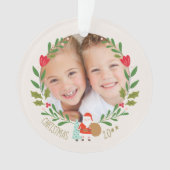 Santa Christmas Wreath Foto Ornament (voorkant)