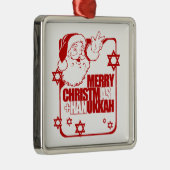 Santa Christmukkah red Metalen Ornament (Rechts)