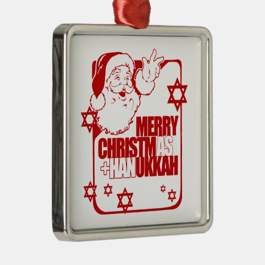 Santa Christmukkah red Metalen Ornament (Rechts)