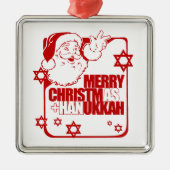 Santa Christmukkah red Metalen Ornament (Voorkant)