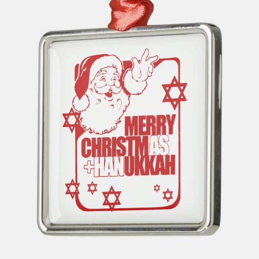 Santa Christmukkah red Metalen Ornament (Links)