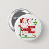 Santa Christmukkah Ronde Button 5,7 Cm (Voorkant /achterkant)