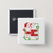 Santa Christmukkah Vierkante Button 5,1 Cm (Voorkant /achterkant)