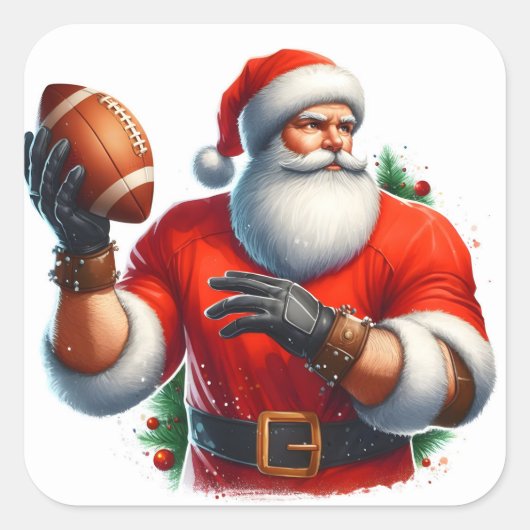 Santa Chucks een Football in de winter Vierkante Sticker (Voorkant)