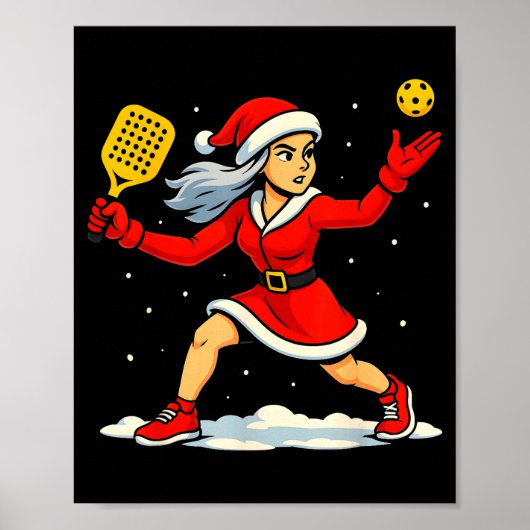 Santa Ckleball Player Christmas Snow Xmas Pajamas  Poster (Voorkant)