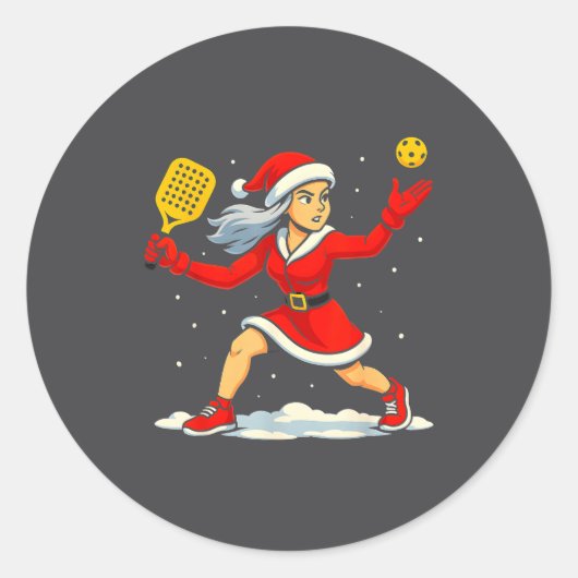 Santa Ckleball Player Christmas Snow Xmas Pajamas  Ronde Sticker (Voorkant)