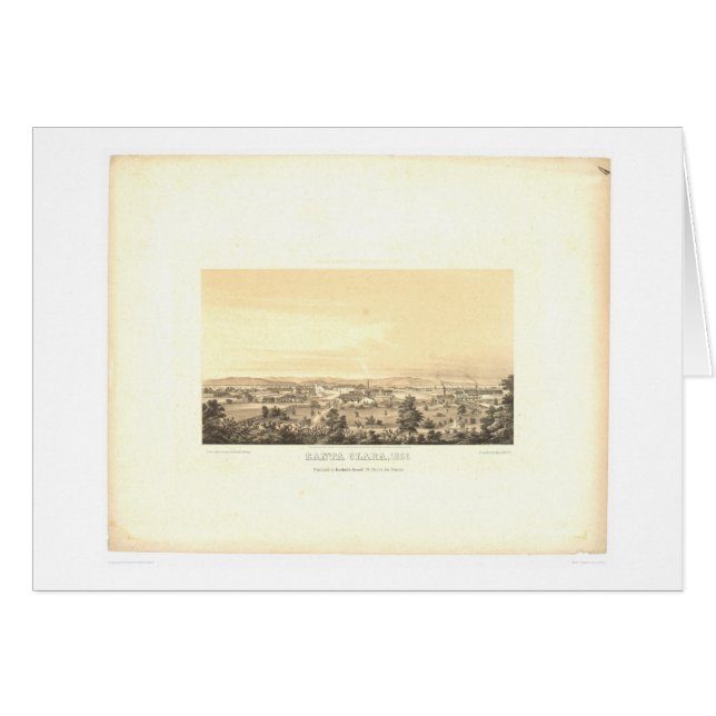 Santa Clara, CA. Panoramische kaart 1856 (1585A) (Voorkant Horizontaal)