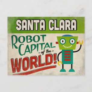 Santa Clara California Robot - Funny  Briefkaart