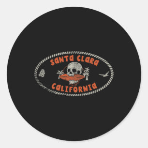 Santa Clara Californië Ca Retro Surfer Voor- En C Ronde Sticker