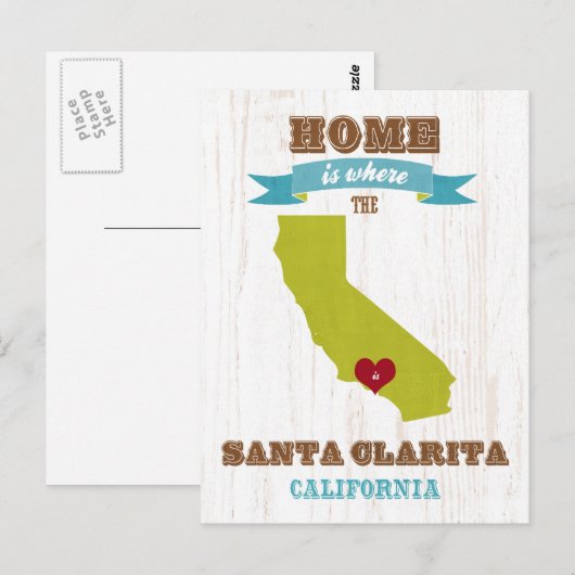 Santa Clarita, Californië Kaart - Thuis is waar de (Voorkant / Achterkant)