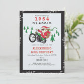 Santa  Classic Motorfiets Verjaardag Kaart (Staand voorkant)