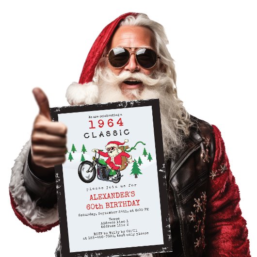 Santa  Classic Motorfiets Verjaardag Kaart