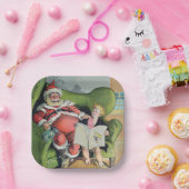 Santa claus 1896 borden voor vakantiepapier papieren bordje (Feest)