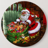 Santa Claus 1 Ronde Button 6,0 Cm (Voorkant)