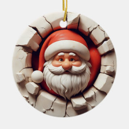 Santa Claus 3D-effect NIET echt 3D Keramisch Ornament