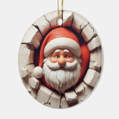 Santa Claus 3D-effect NIET echt 3D Keramisch Ornament (Links)