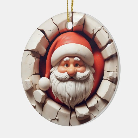 Santa Claus 3D-effect NIET echt 3D Keramisch Ornament (Links)