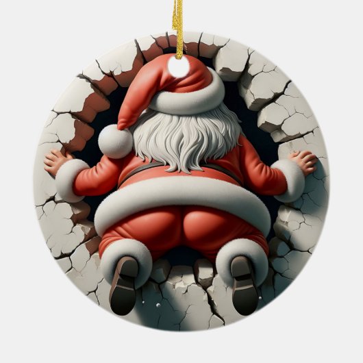 Santa Claus 3D-effect NIET echt 3D Keramisch Ornament (Achterkant)