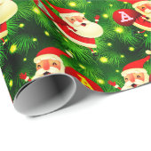 Santa Claus | Aangepast monogram op Santa's Bag Cadeaupapier (Rol Hoek)