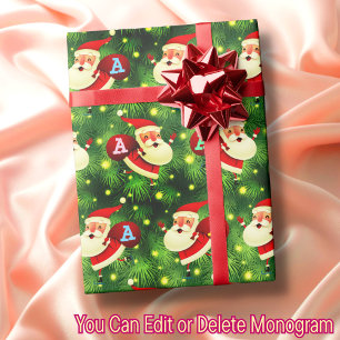 Santa Claus   Aangepast monogram op Santa's Bag Cadeaupapier