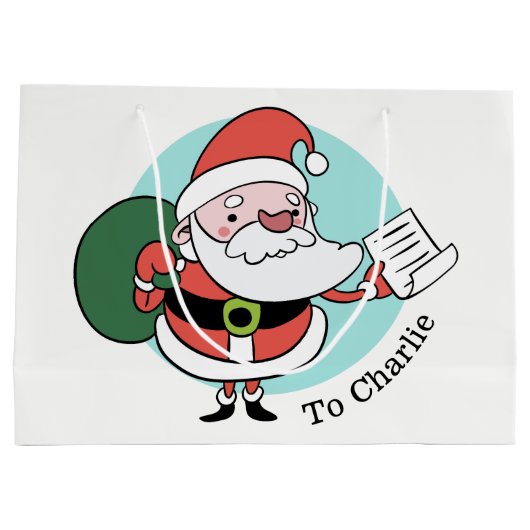 Santa Claus, aangepaste naam grote cadeautas (Achterkant)