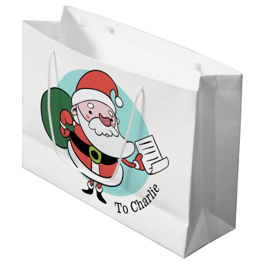Santa Claus, aangepaste naam grote cadeautas (Voorkant Gekanteld)