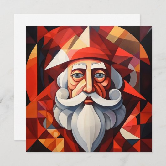 Santa Claus Abstracte kunst Feestdagenkaart (Voorkant / Achterkant)