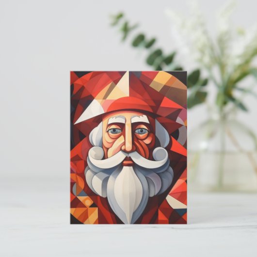 Santa Claus Abstracte kunst Feestdagenkaart (Staand voorkant)
