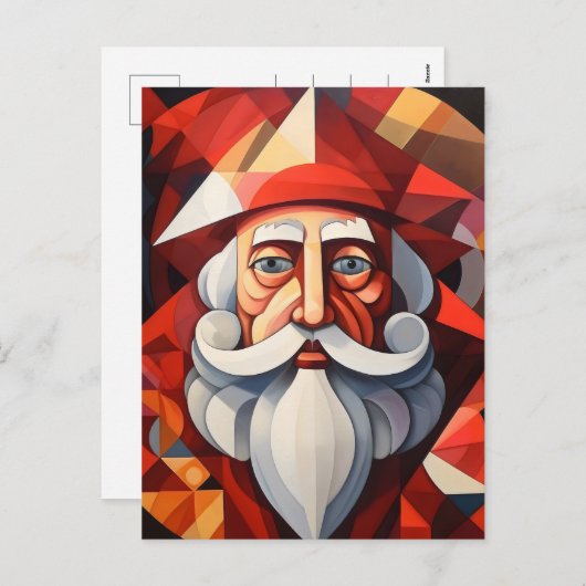 Santa Claus Abstracte kunst Feestdagenkaart (Voorkant / Achterkant)