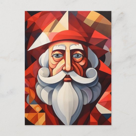 Santa Claus Abstracte kunst Feestdagenkaart (Voorkant)