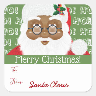 Santa Claus African American kerstcadeau Vierkante Sticker